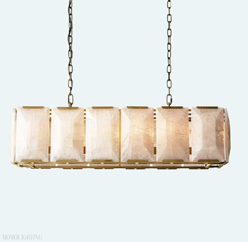 Harlow Calcite Rectangular Chandelier 42"-Momo Lighting