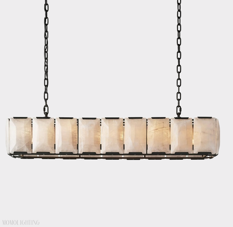 Harlow Calcite Rectangular Chandelier 55"-Momo Lighting