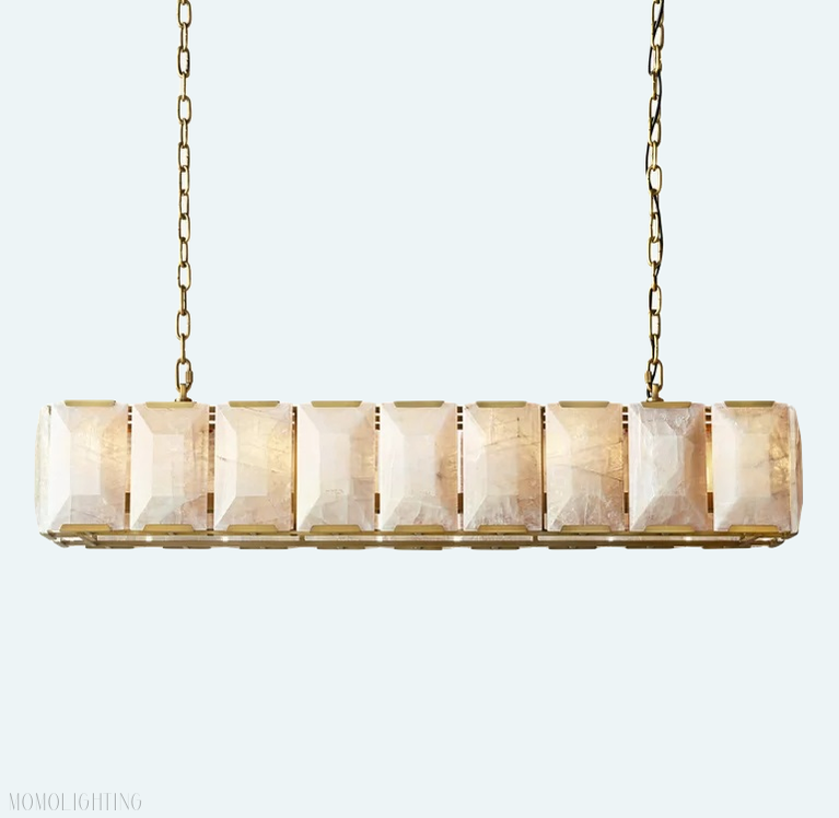Harlow Calcite Rectangular Chandelier 62"-Momo Lighting