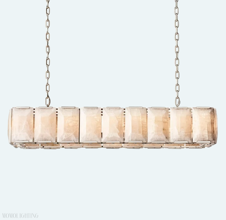 Harlow Calcite Rectangular Chandelier 62"-Momo Lighting