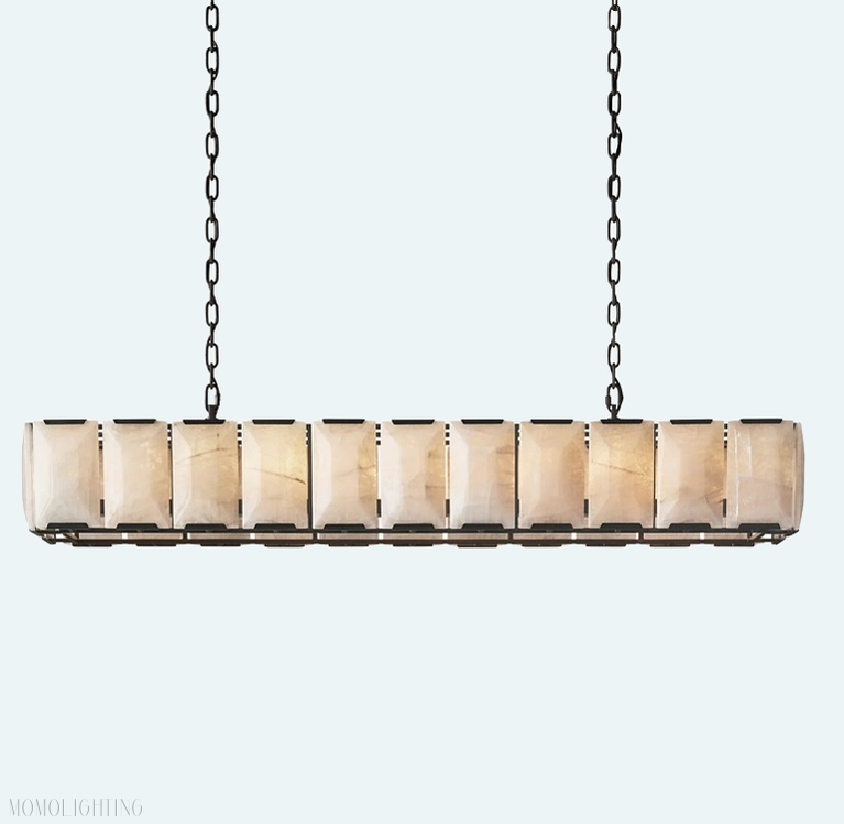 Harlow Calcite Rectangular Chandelier 74"-Momo Lighting