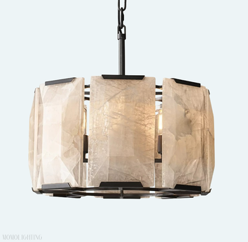 Harlow Calcite Round Chandelier 19"-Momo Lighting