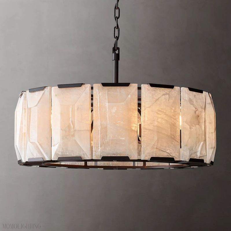 Harlow Calcite Round Chandelier-Momo Lighting