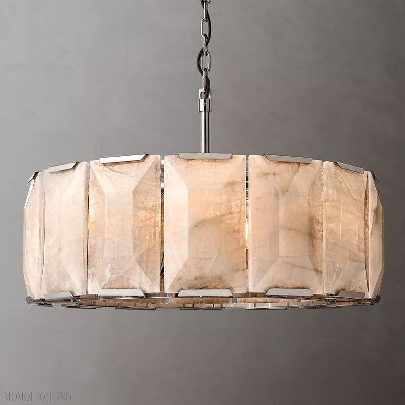 Harlow Calcite Round Chandelier-Momo Lighting