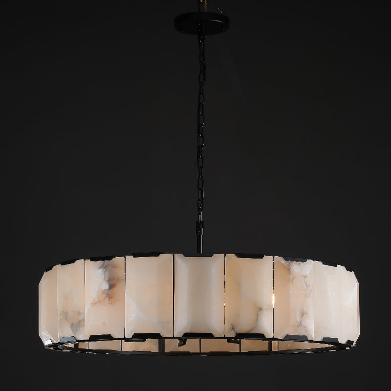 Harlow Calcite Round Chandelier-Momo Lighting