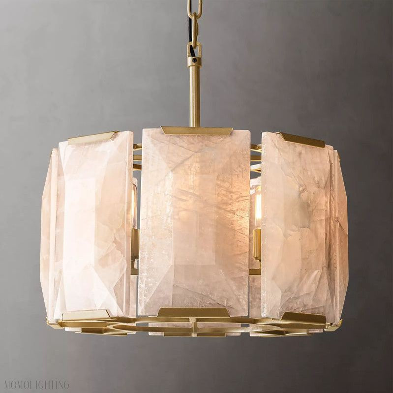 Harlow Calcite Round Chandelier-Momo Lighting