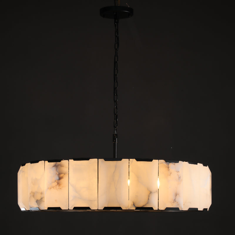 Harlow Calcite Round Chandelier-Momo Lighting