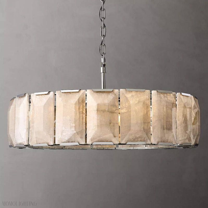 Harlow Calcite Round Chandelier-Momo Lighting