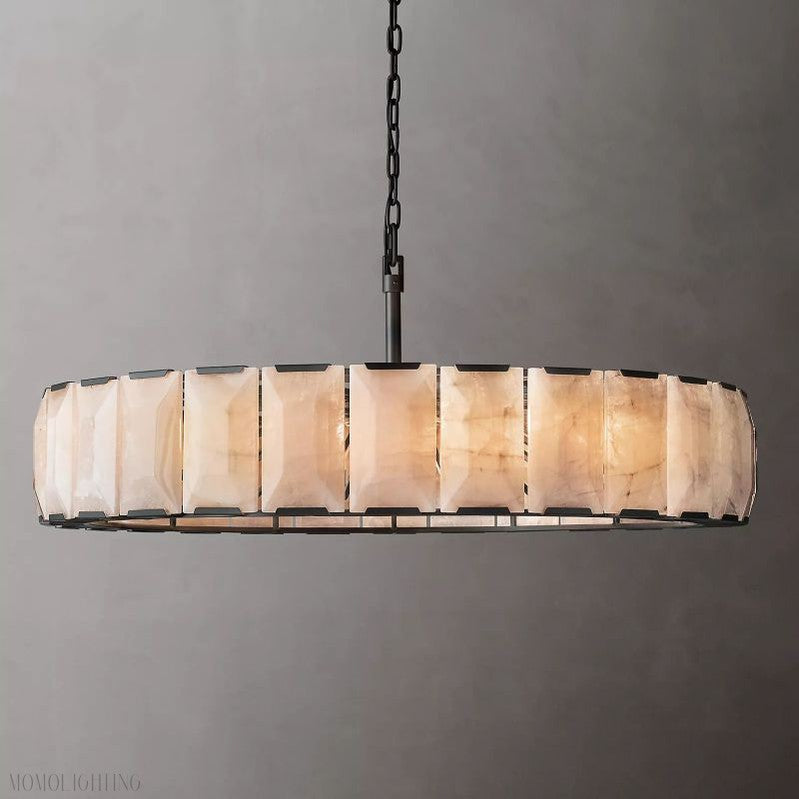 Harlow Calcite Round Chandelier-Momo Lighting