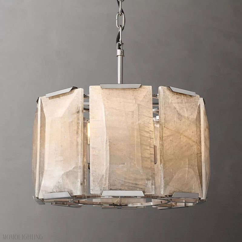 Harlow Calcite Round Chandelier-Momo Lighting