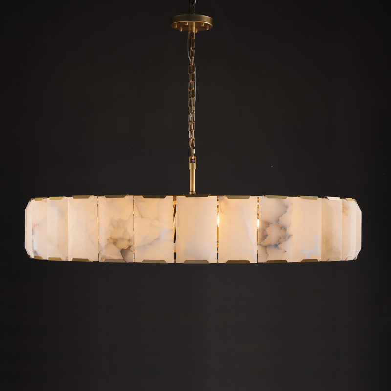 Harlow Calcite Round Chandelier-Momo Lighting