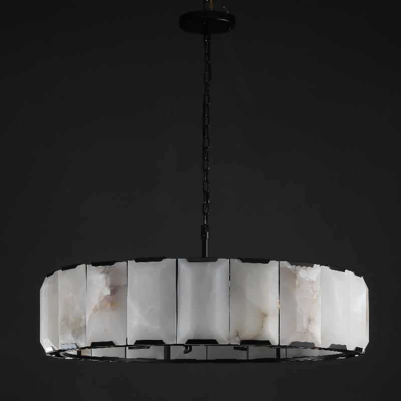 Harlow Calcite Round Chandelier-Momo Lighting