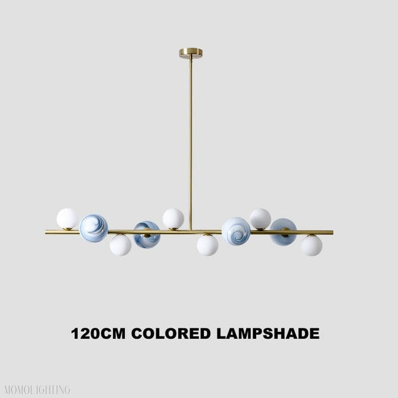 Horizontal Linear Ceiling Hanging Chandelier with Ball Lamps-Momo Lighting