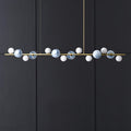 Horizontal Linear Ceiling Hanging Chandelier with Ball Lamps-Momo Lighting