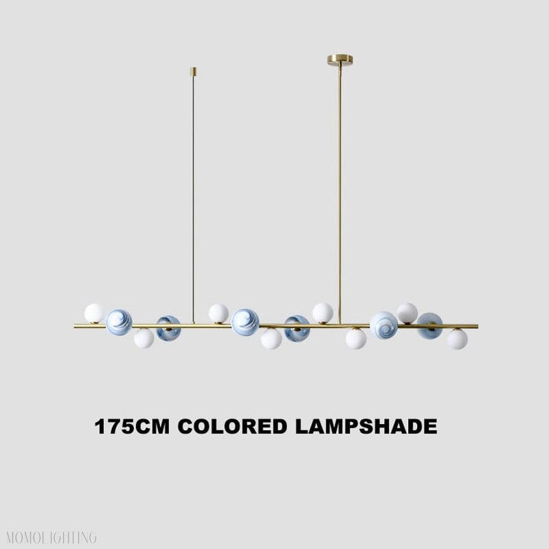 Horizontal Linear Ceiling Hanging Chandelier with Ball Lamps-Momo Lighting