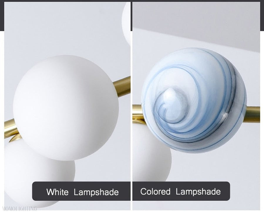 Horizontal Linear Ceiling Hanging Chandelier with Ball Lamps-Momo Lighting