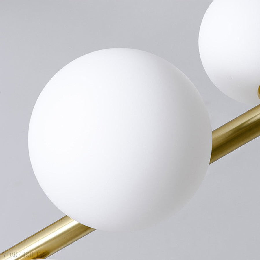 Horizontal Linear Ceiling Hanging Chandelier with Ball Lamps-Momo Lighting