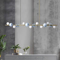 Horizontal Linear Ceiling Hanging Chandelier with Ball Lamps-Momo Lighting