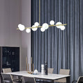 Horizontal Linear Ceiling Hanging Chandelier with Ball Lamps-Momo Lighting
