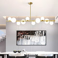Horizontal Linear Ceiling Hanging Chandelier with Ball Lamps-Momo Lighting