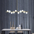Horizontal Linear Ceiling Hanging Chandelier with Ball Lamps-Momo Lighting