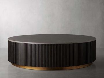 Finnley Round Coffee Table/54"/EBONY/BLUESTONE