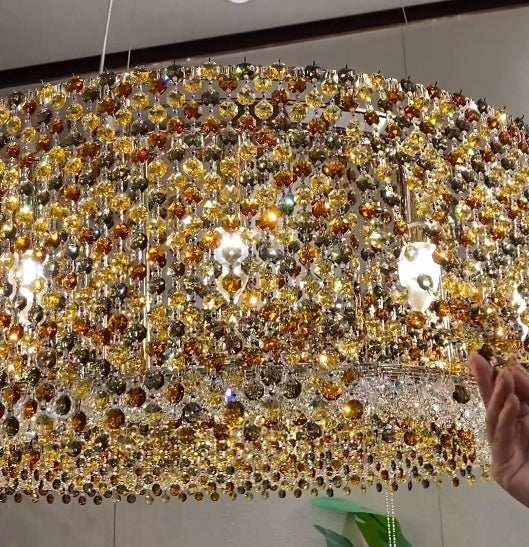 Italian Modern Light Luxury Round Crystal Chandelier Decorative Light Fixture for Living Room/Dining Room-Momo Lighting