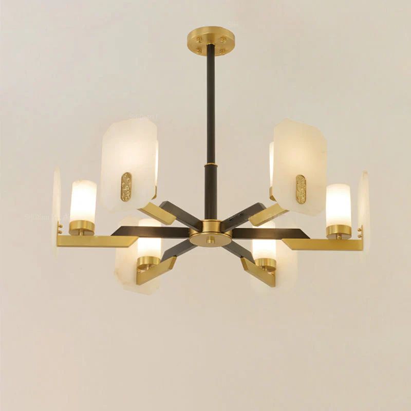 Janina Alabaster Round chandelier-Momo Lighting