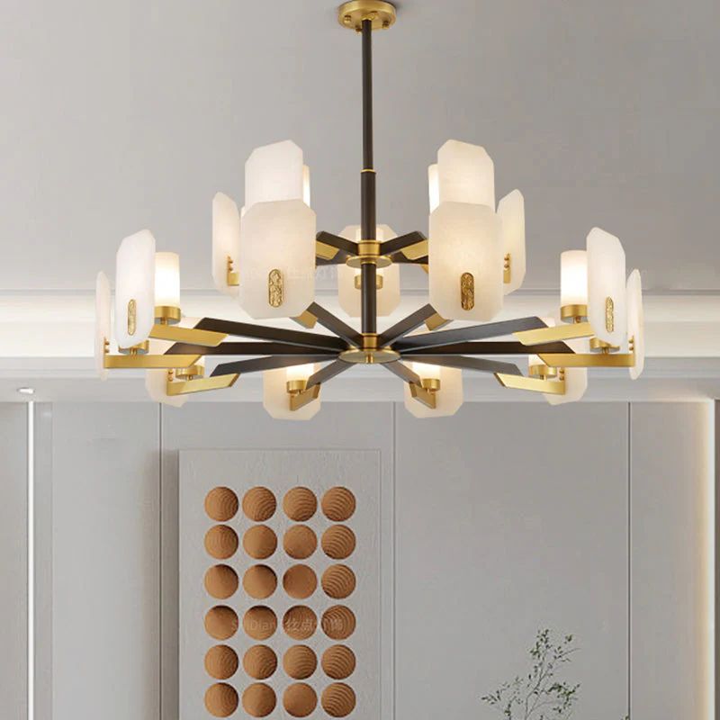 Janina Alabaster Round chandelier-Momo Lighting