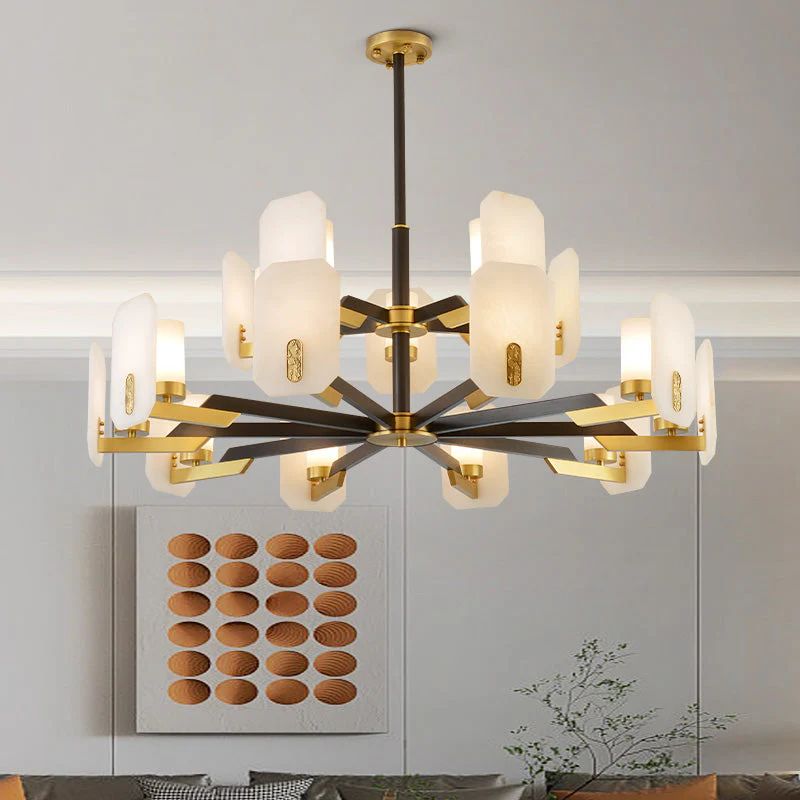 Janina Alabaster Round chandelier-Momo Lighting