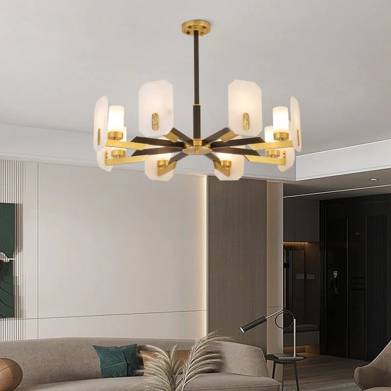 Janina Alabaster Round chandelier-Momo Lighting