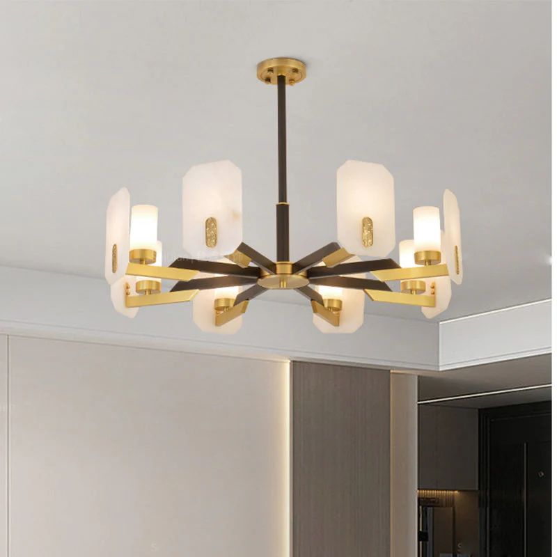 Janina Alabaster Round chandelier-Momo Lighting