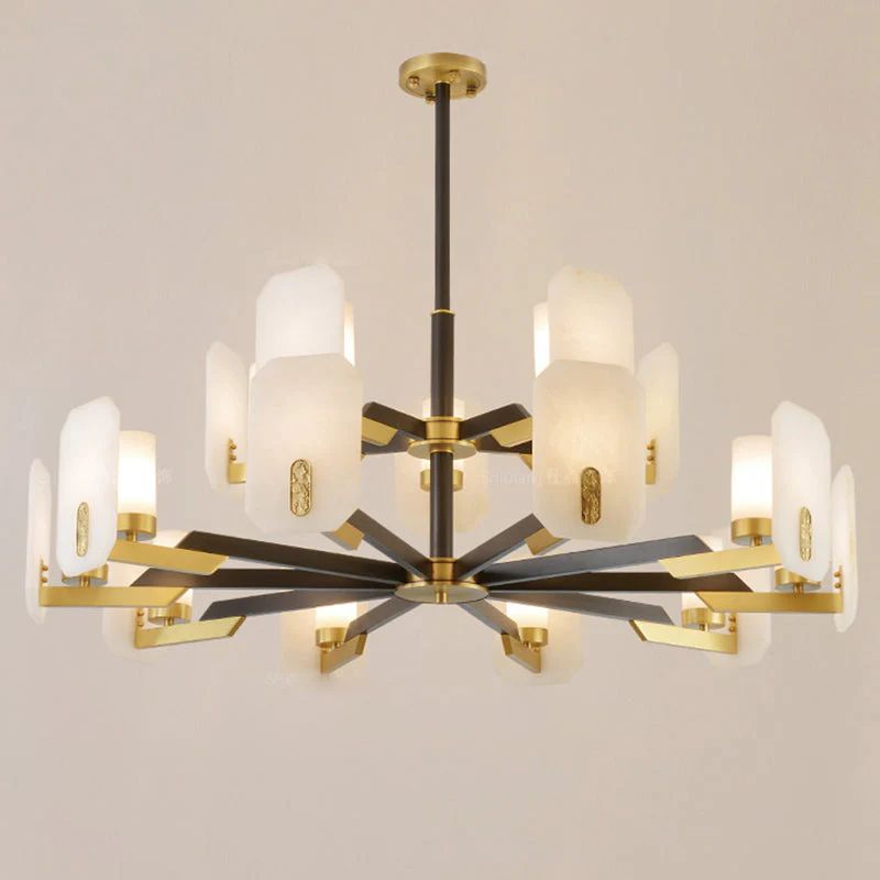 Janina Alabaster Round chandelier-Momo Lighting