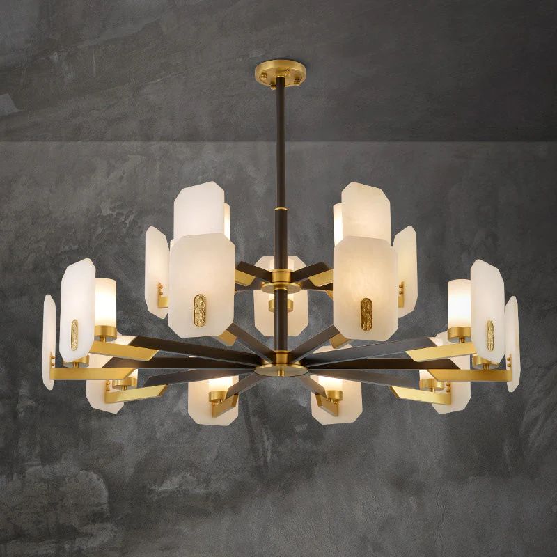 Janina Alabaster Round chandelier-Momo Lighting