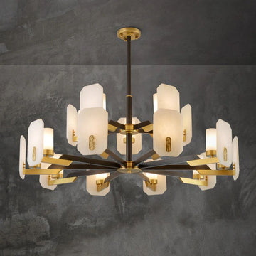 Janina Alabaster Round chandelier-Momo Lighting