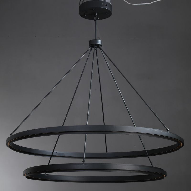 Knight Black 2-Tier Round Chandelier 60"-Momo Lighting