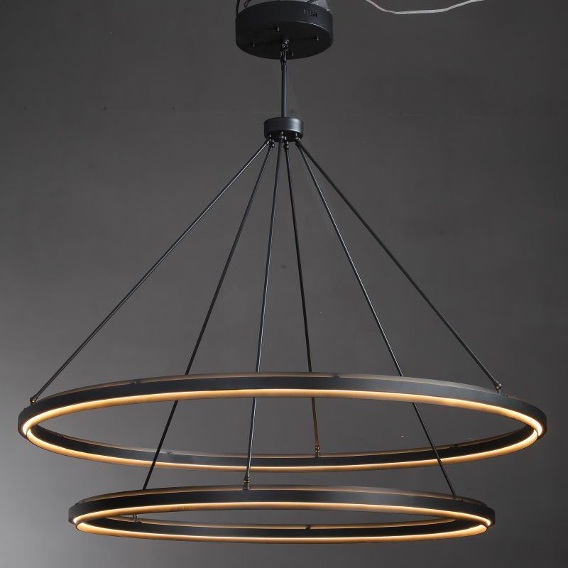 Knight Black 2-Tier Round Chandelier 60"-Momo Lighting