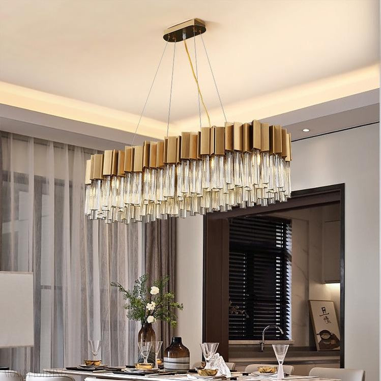 Kubica Oval Crystal Chandelier-Momo Lighting