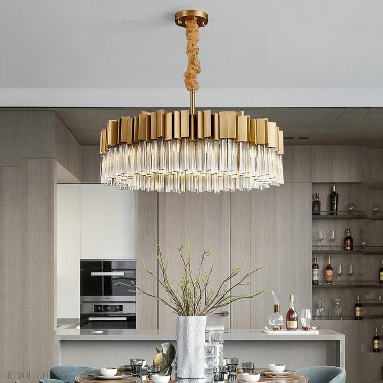 Kubica Round Crystal Chandelier-Momo Lighting