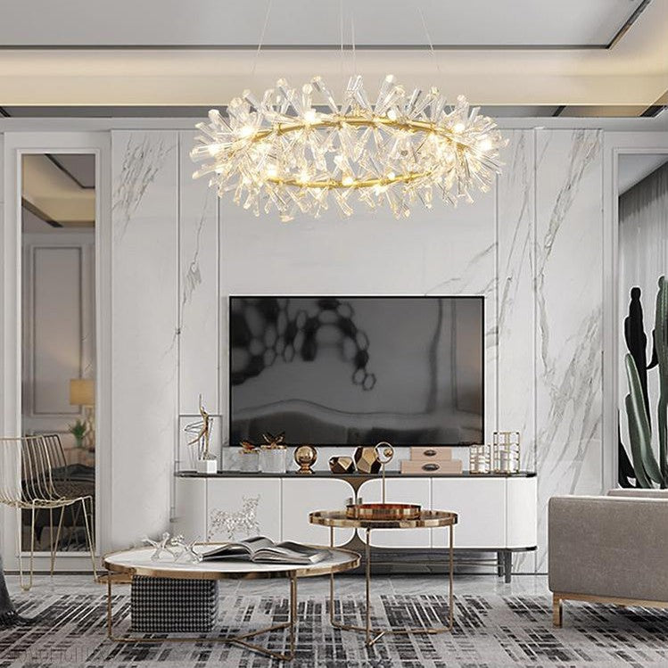 Kylia 2 Tier Ring Crystal Chandelier 60”-Momo Lighting