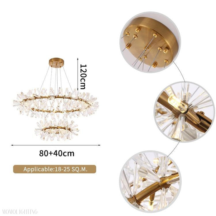 Kylia 2 Tier Ring Crystal Chandelier 60”-Momo Lighting