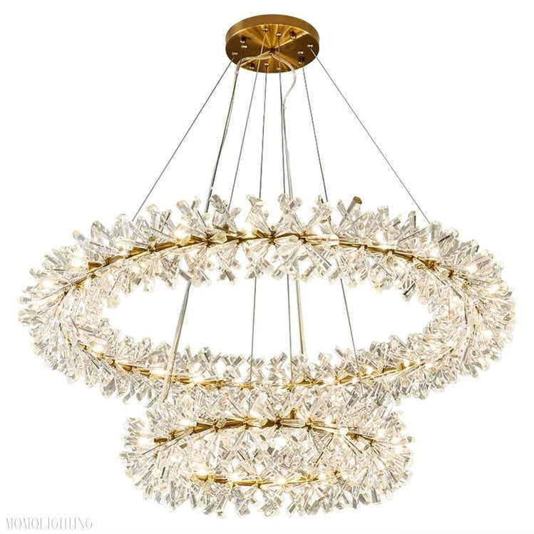 Kylia 2 Tier Ring Crystal Chandelier 72”-Momo Lighting