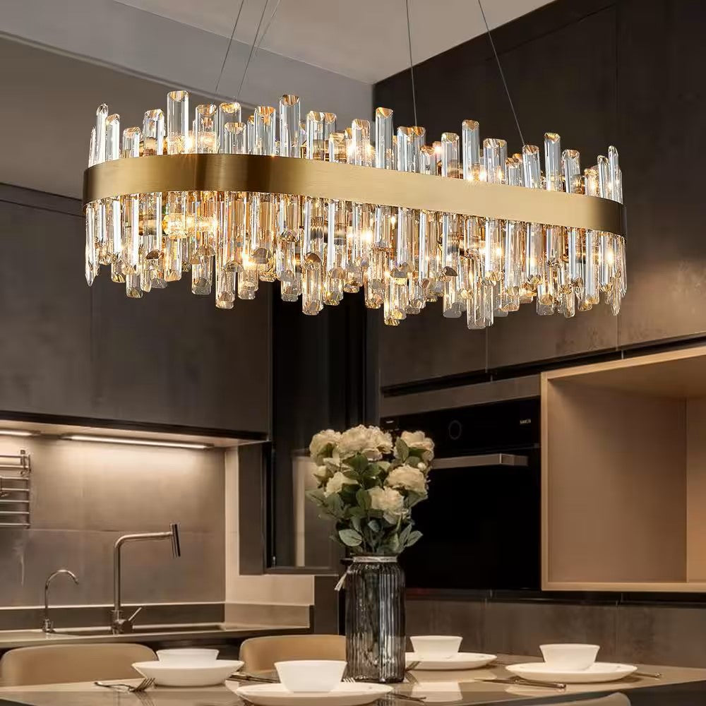 Lam Crystal Oval Chandelier-Momo Lighting