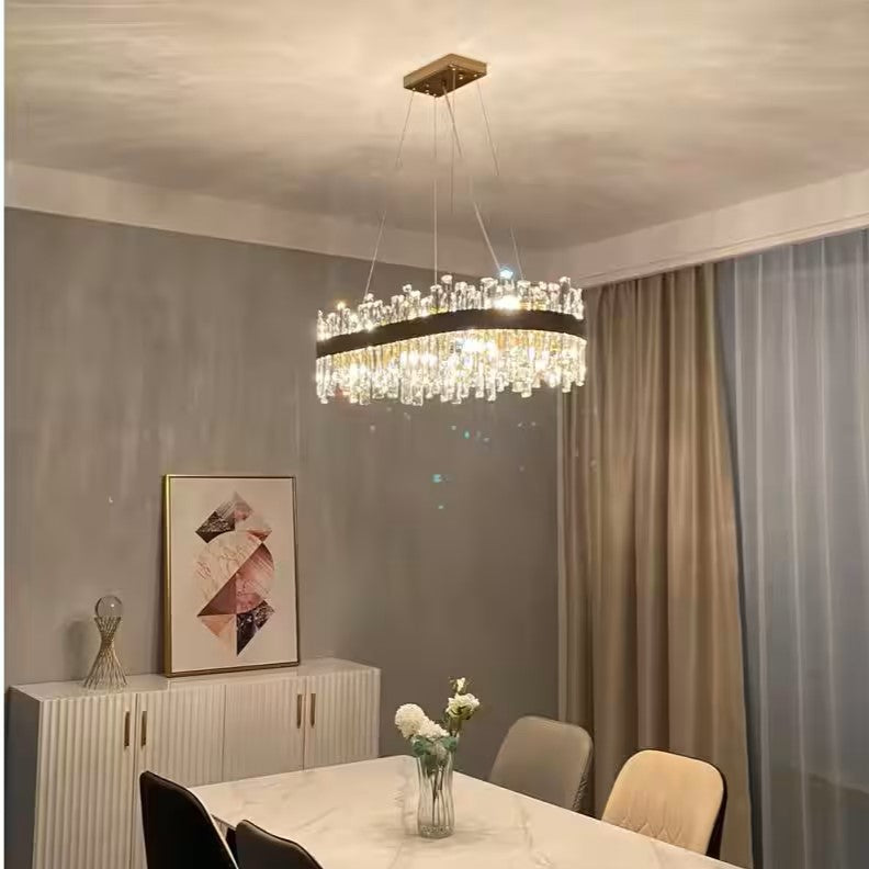 Lam Crystal Oval Chandelier-Momo Lighting