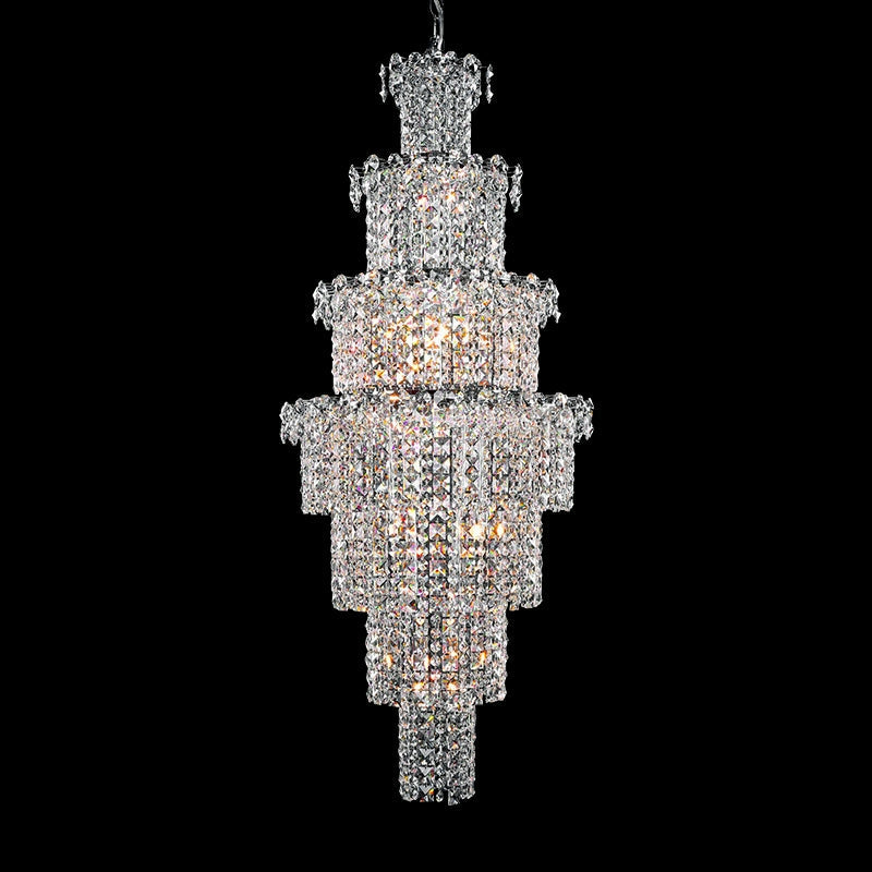 Large Multi-pieces Crystal Chandelier Stylish Ceiling Light Fixture For Foyer Living Room Staircase-Momo Lighting