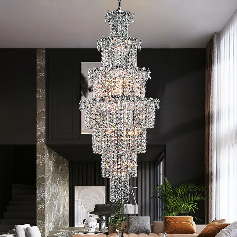 Large Multi-pieces Crystal Chandelier Stylish Ceiling Light Fixture For Foyer Living Room Staircase-Momo Lighting
