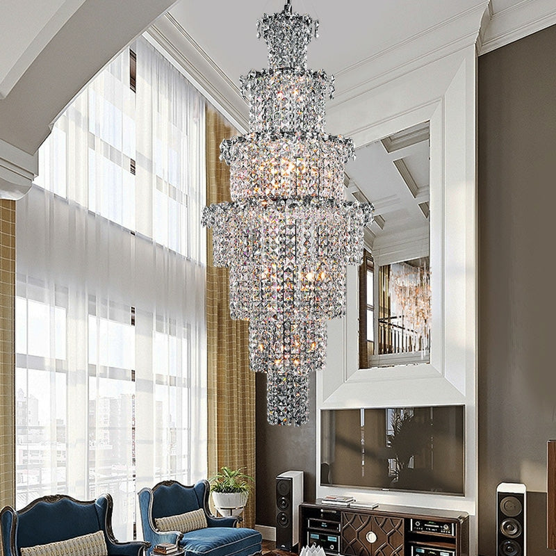 Large Multi-pieces Crystal Chandelier Stylish Ceiling Light Fixture For Foyer Living Room Staircase-Momo Lighting