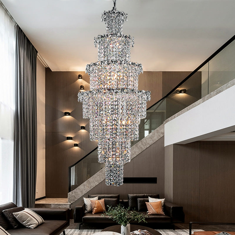 Large Multi-pieces Crystal Chandelier Stylish Ceiling Light Fixture For Foyer Living Room Staircase-Momo Lighting