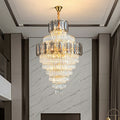 Large Staircase Crystal Chandelier Living Room Ceiling Light Fixture For Hotel Entrance In Gold Finish-Momo Lighting