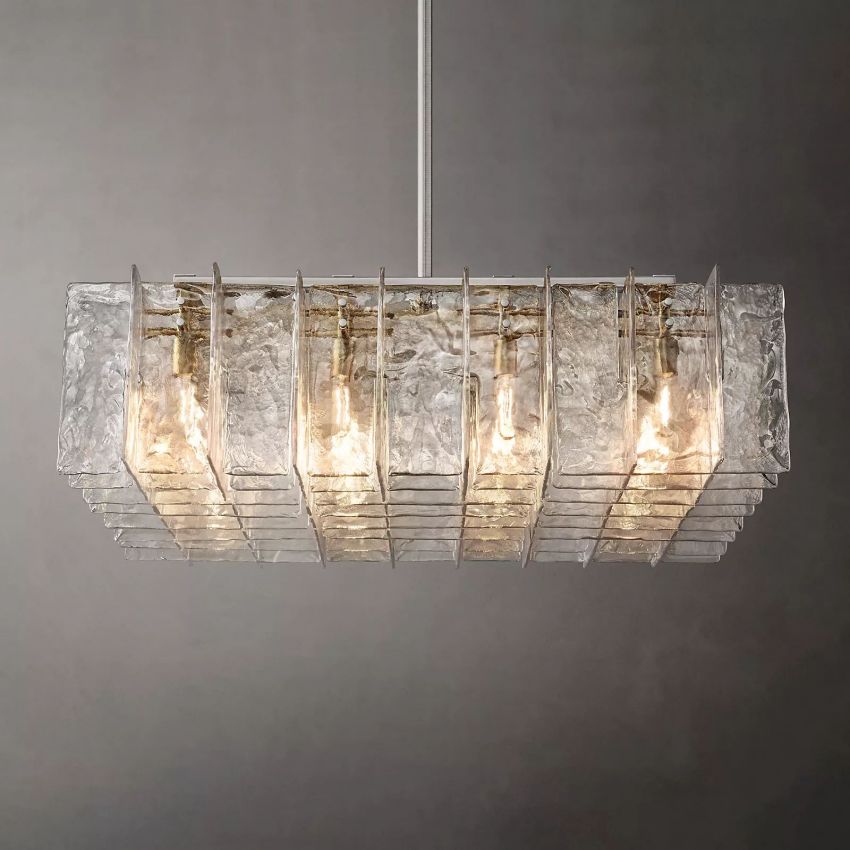 Lattic Square Glass Chandelier 49"-Momo Lighting